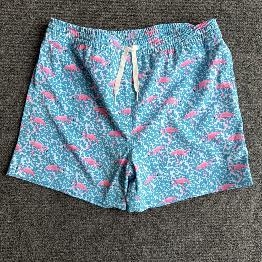 Chubbies Yth Swim Trunks Sz XL 18/20 Pink Blue Flamingos Lined With Pockets NEW